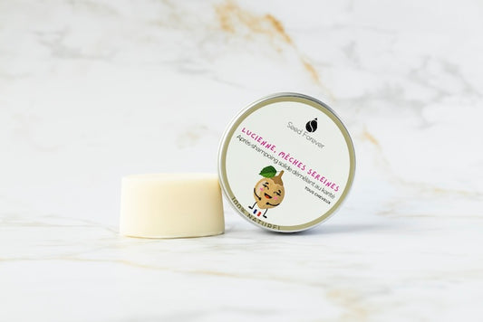 Après-shampoing solide au beurre de karité rechargeable Lucienne fabriqué par Seed Forever à Lyon