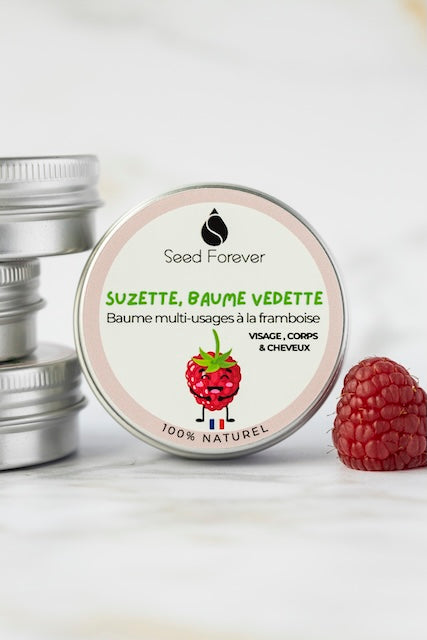 Baume naturel à la framboise pour le visage, le corps et les cheveux