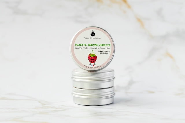 Baume nourrissant à la framboise pour les lèvres, le corps et les cheveux