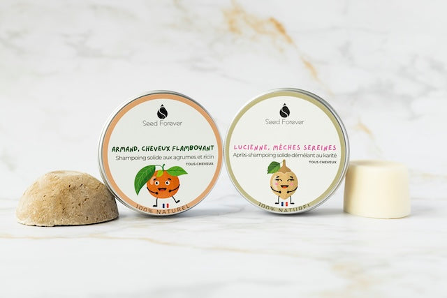 Duo shampoing et après-shampoing solide naturels artisanal pour tous types de cheveux 