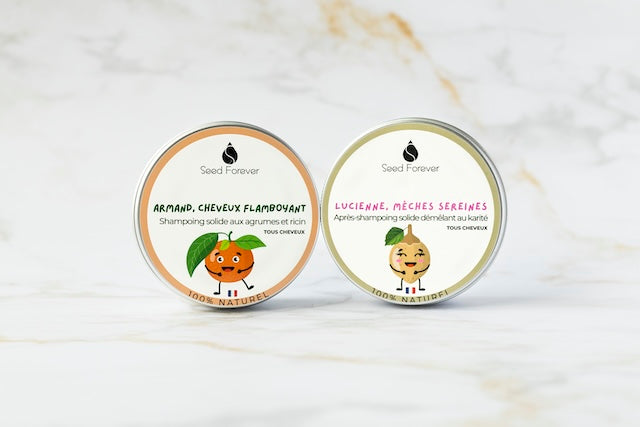 Duo shampoing et après-shampoing solides naturels de Seed Forever
