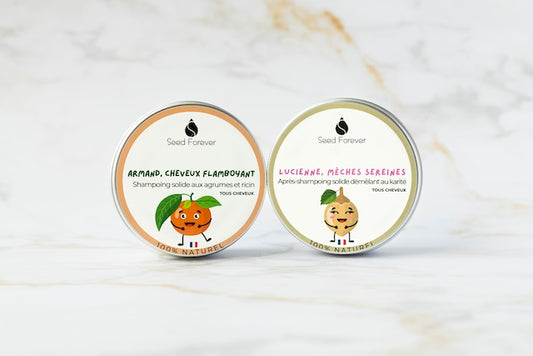 Duo shampoing et après-shampoing solides naturels de Seed Forever